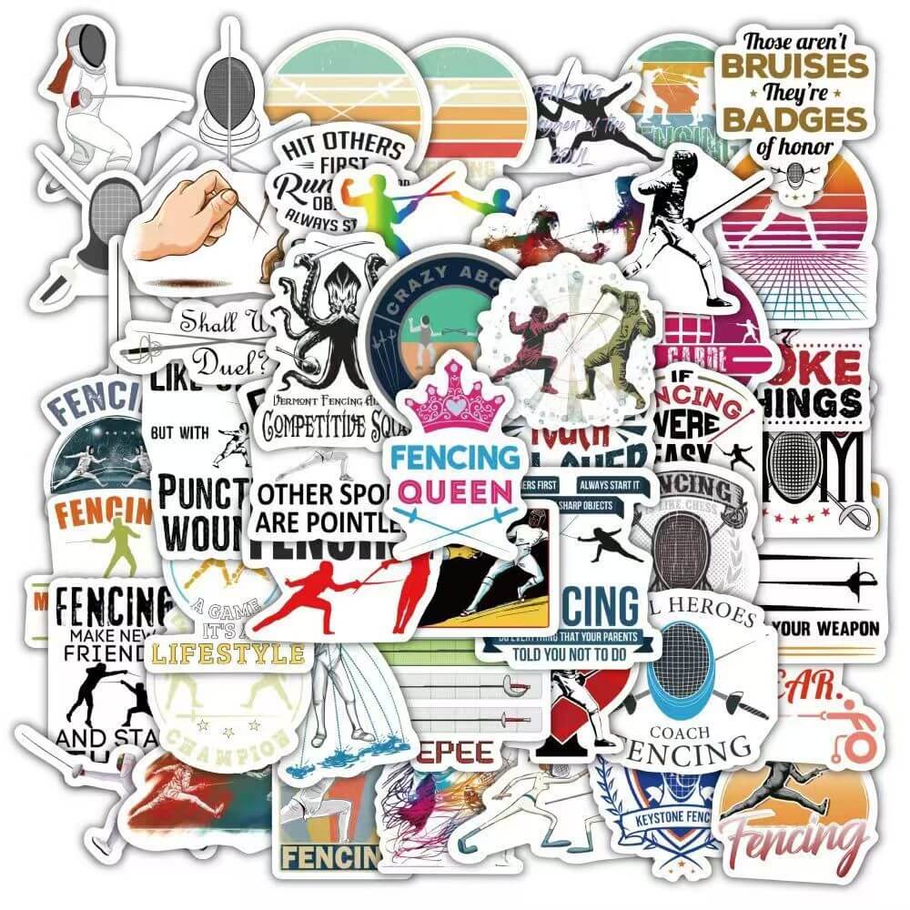 LEONARK 300Pcs Fencing Stickers Pack for Boys Girls Adults - Gift Present for Saber Epee and Foil Fencer - Souvenir for Fencing Sport Fans