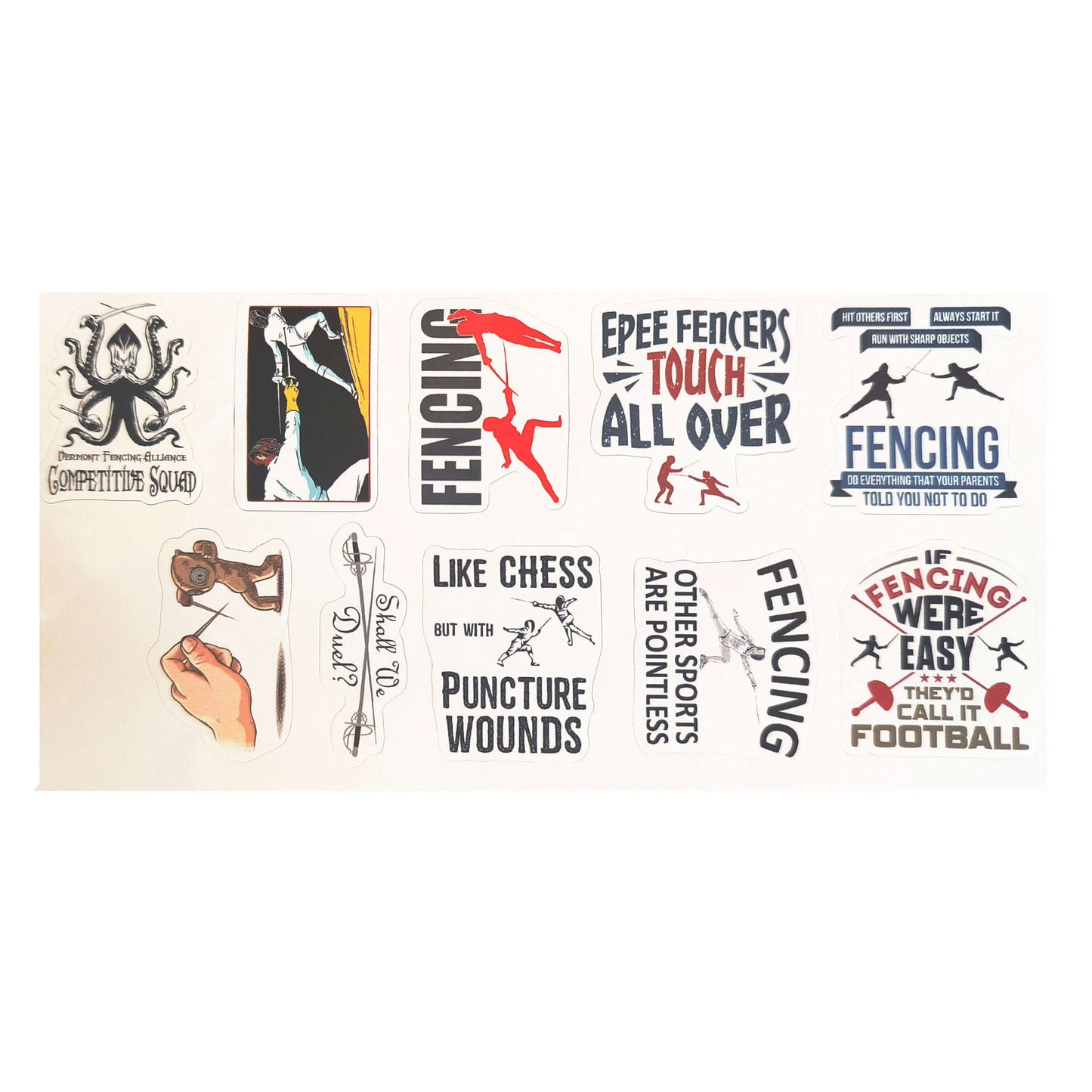LEONARK 300Pcs Fencing Stickers Pack for Boys Girls Adults - Gift Present for Saber Epee and Foil Fencer - Souvenir for Fencing Sport Fans