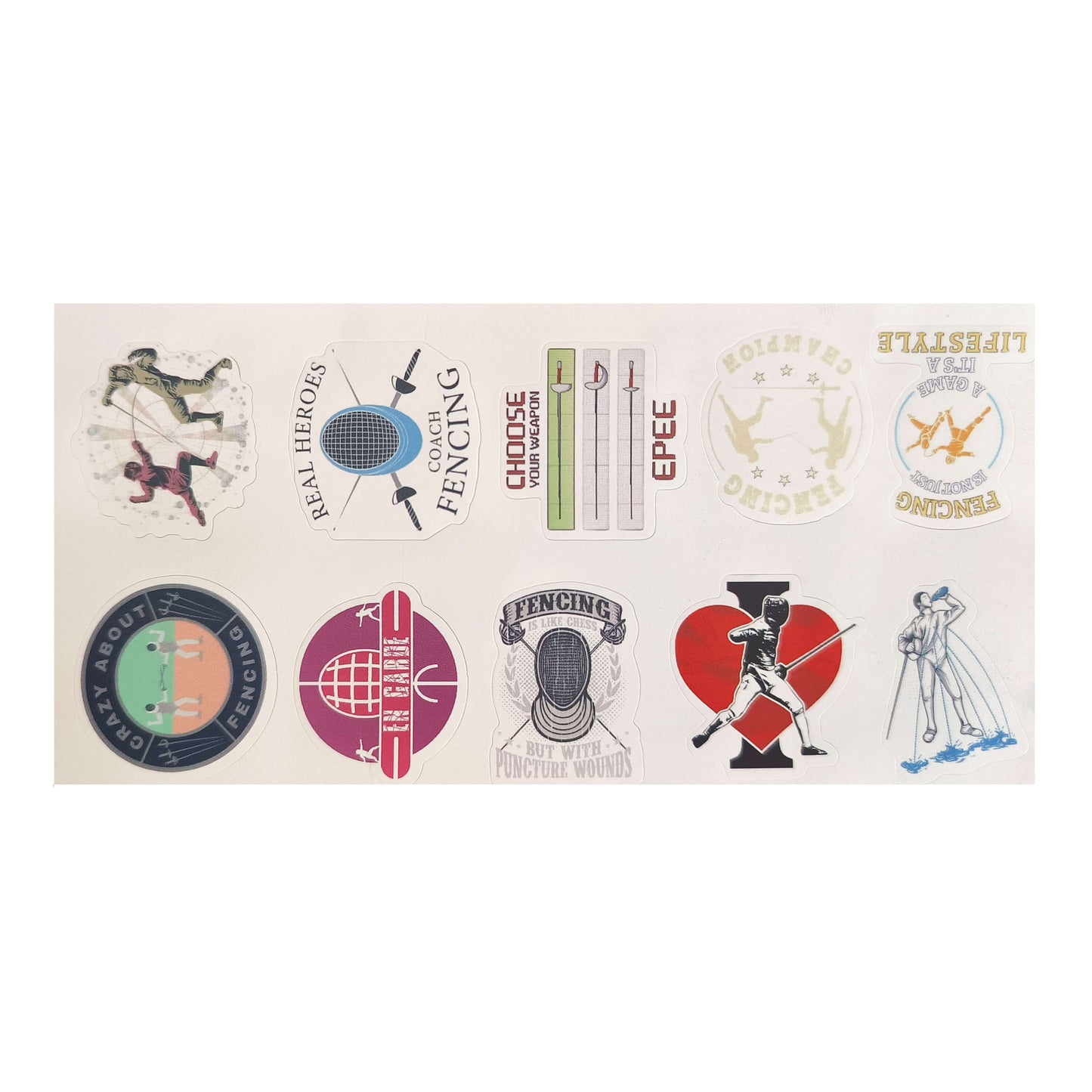 LEONARK 300Pcs Fencing Stickers Pack for Boys Girls Adults - Gift Present for Saber Epee and Foil Fencer - Souvenir for Fencing Sport Fans