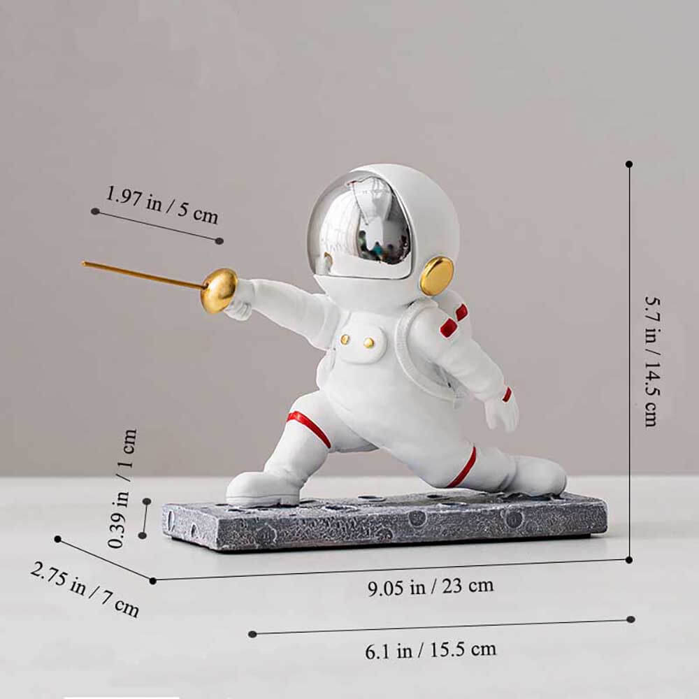 LEONARK Fencing Astronaut Statue Spaceman Figurine - Souvenir Present Collection Gift for Fencers (Attack)