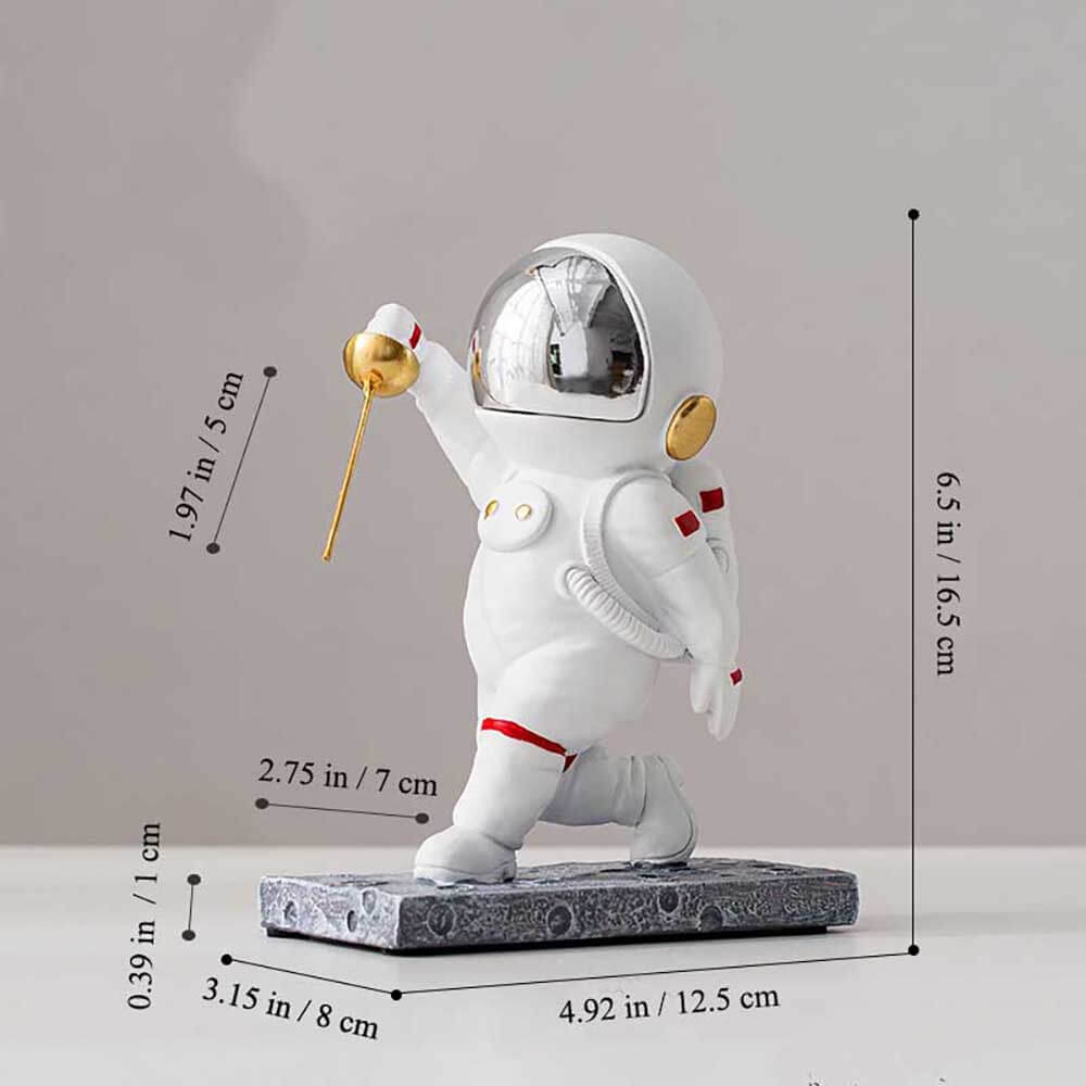 LEONARK Fencing Astronaut Statue Spaceman Figurine - Souvenir Present Collection Gift for Fencers (Defense)