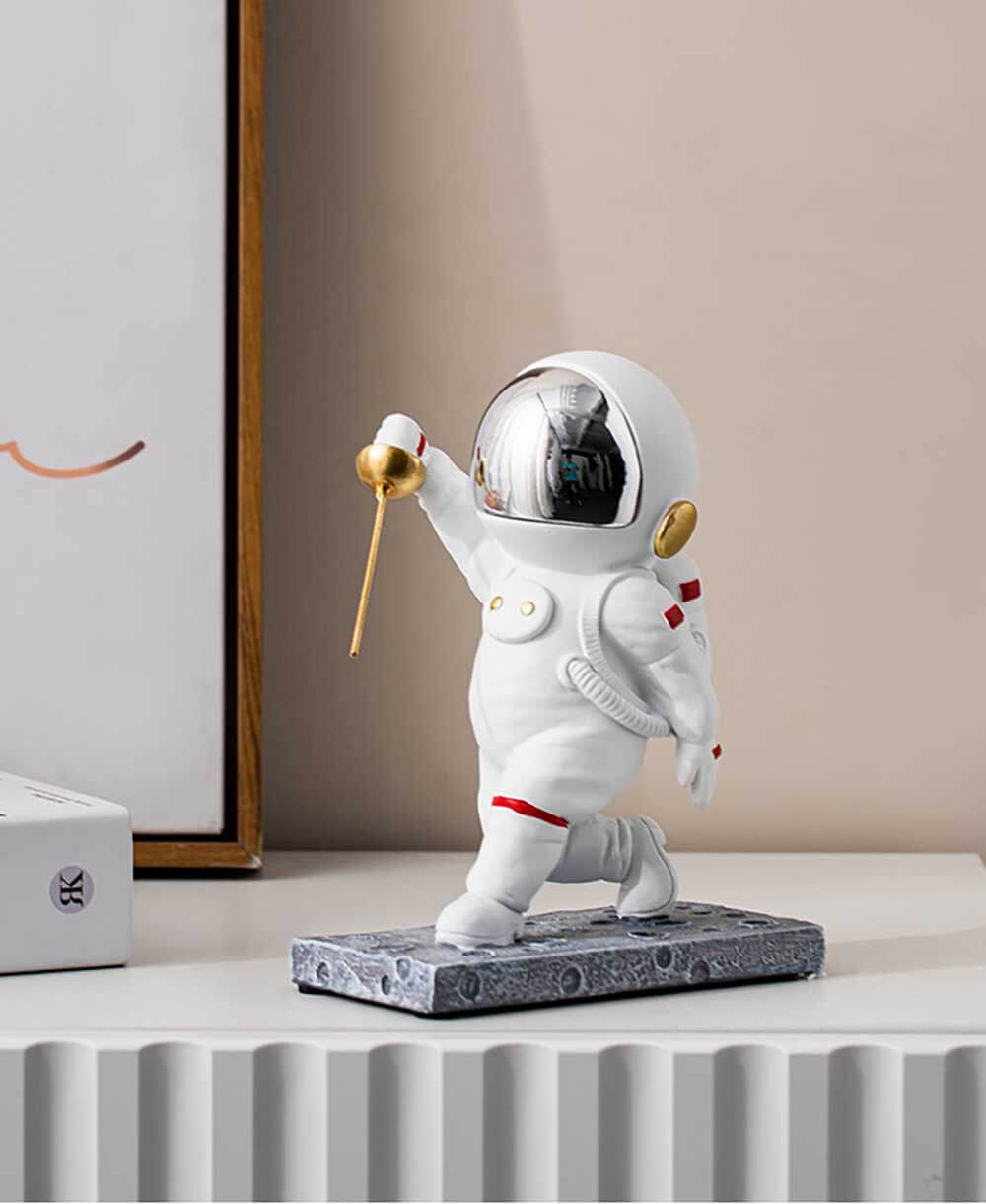 LEONARK Fencing Astronaut Statue Spaceman Figurine - Souvenir Present Collection Gift for Fencers (Defense)