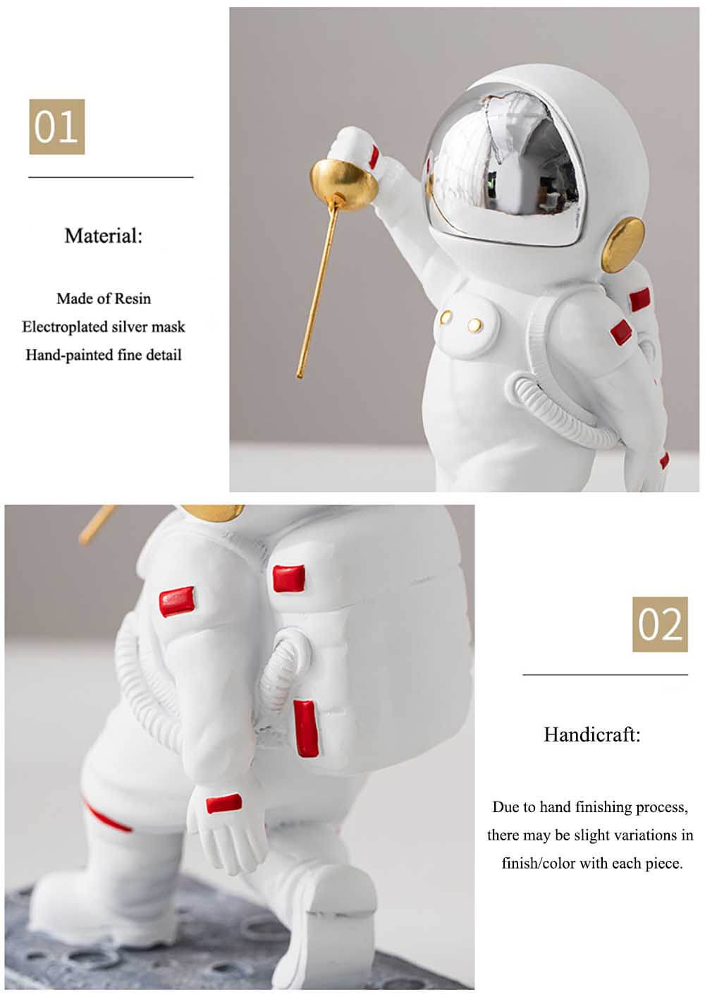 LEONARK Fencing Astronaut Statue Spaceman Figurine - Souvenir Present Collection Gift for Fencers (Defense)