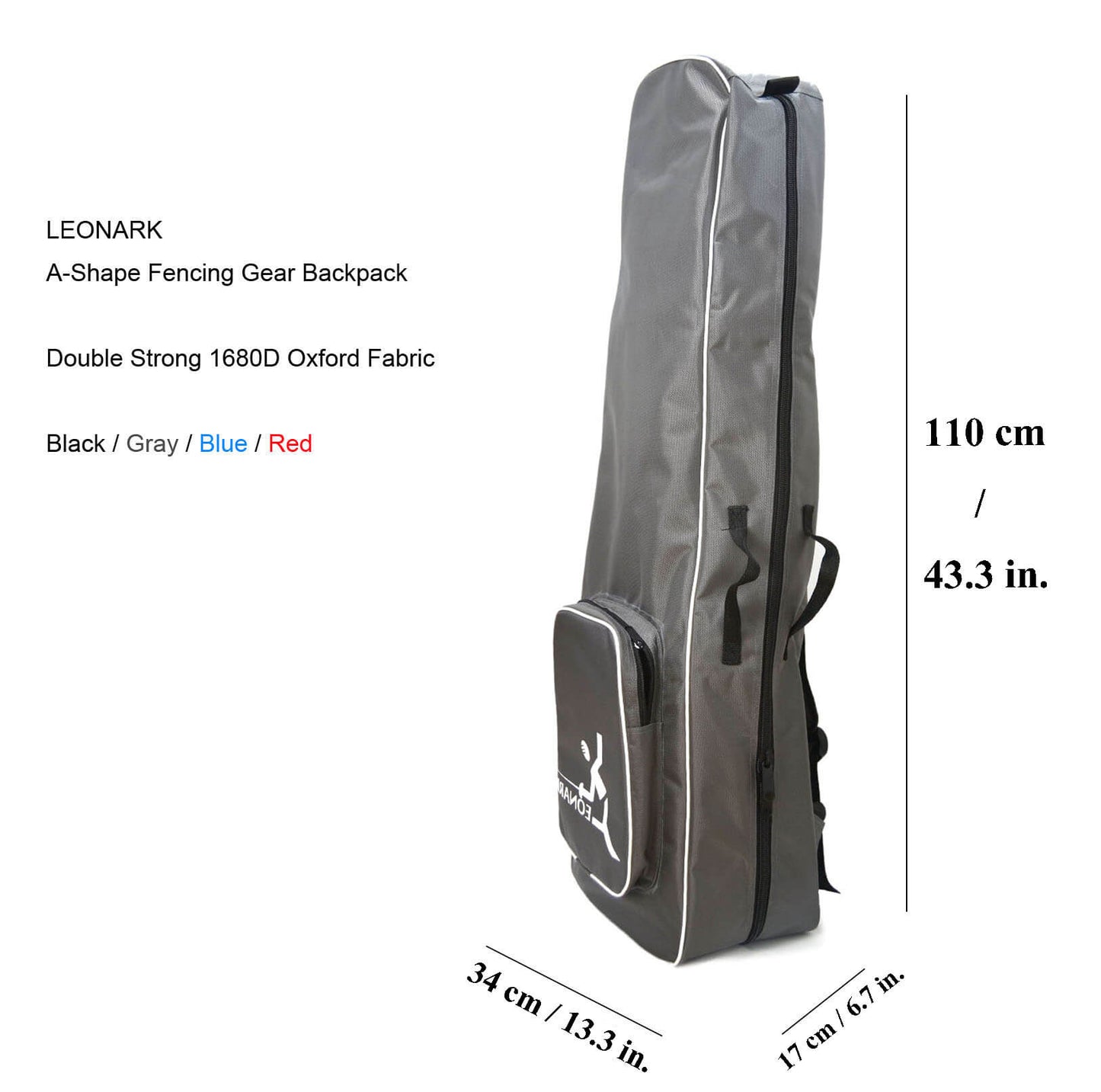LEONARK Fencing Storage Bag Portable Backpack for Epee Saber and Foil Equipment (Gray)