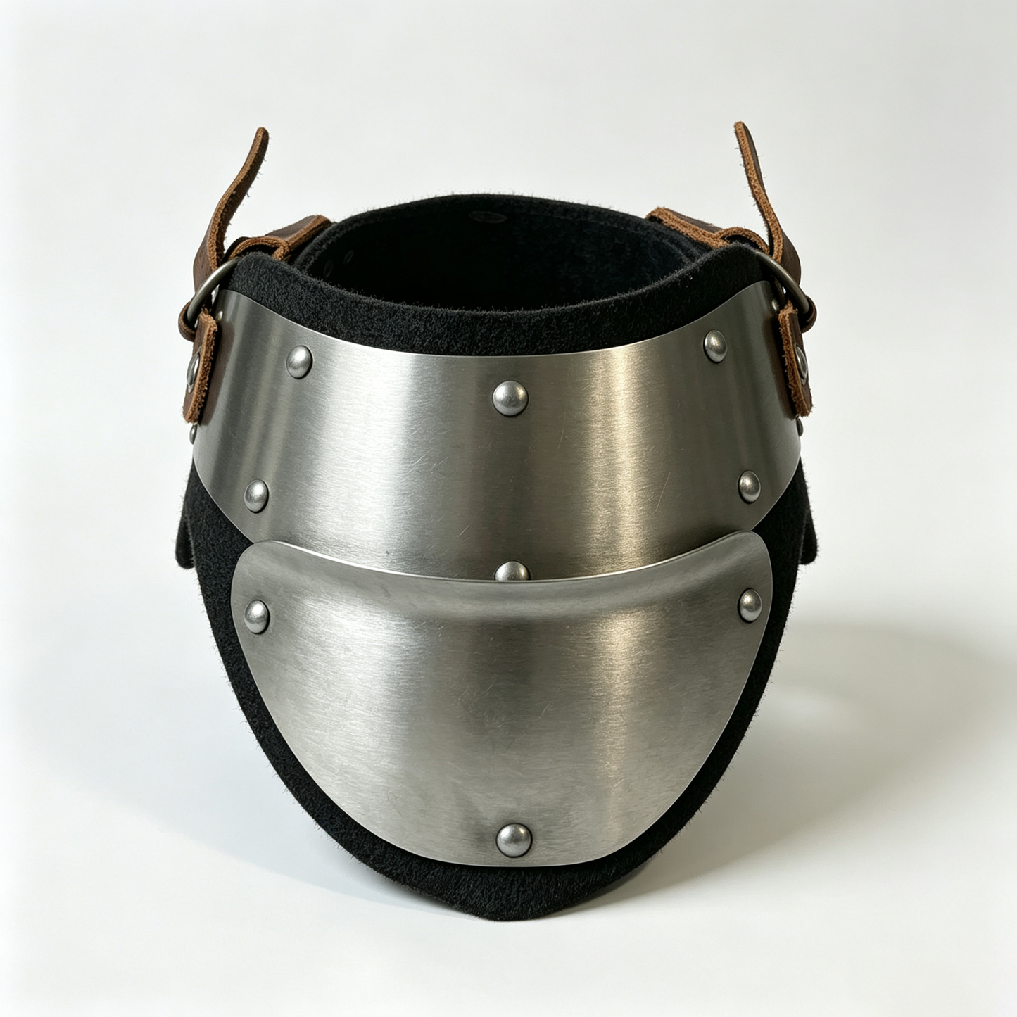 LEONARK 1.2mm Stainless Steel Gorget Neck Guard, Hand Forged Historical Medieval Neck Armor with Adjustable Leather Strap, Felt Lining Front & Back Protection, for Hema Sword Fighting Combat Training