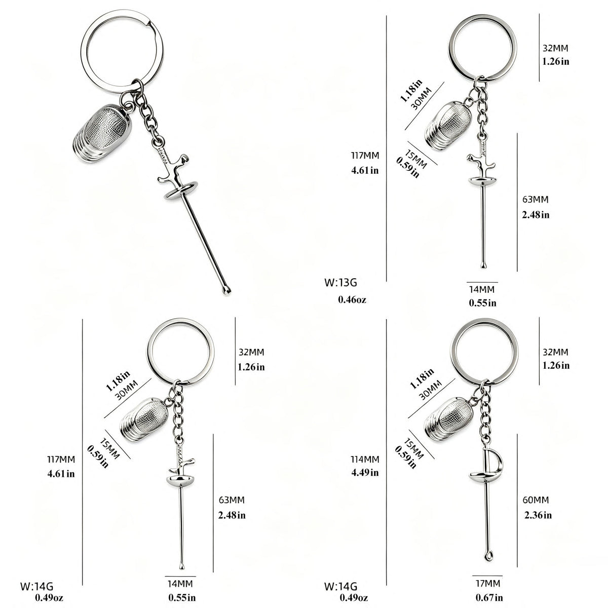 LEONARK Fencing Keychain Souvenir Present for Fencing Sport Fans Gifts for Fencer (Silver)