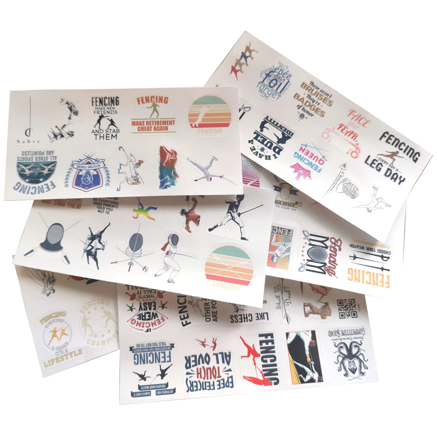 LEONARK 300Pcs Fencing Stickers Pack for Boys Girls Adults - Gift Present for Saber Epee and Foil Fencer - Souvenir for Fencing Sport Fans