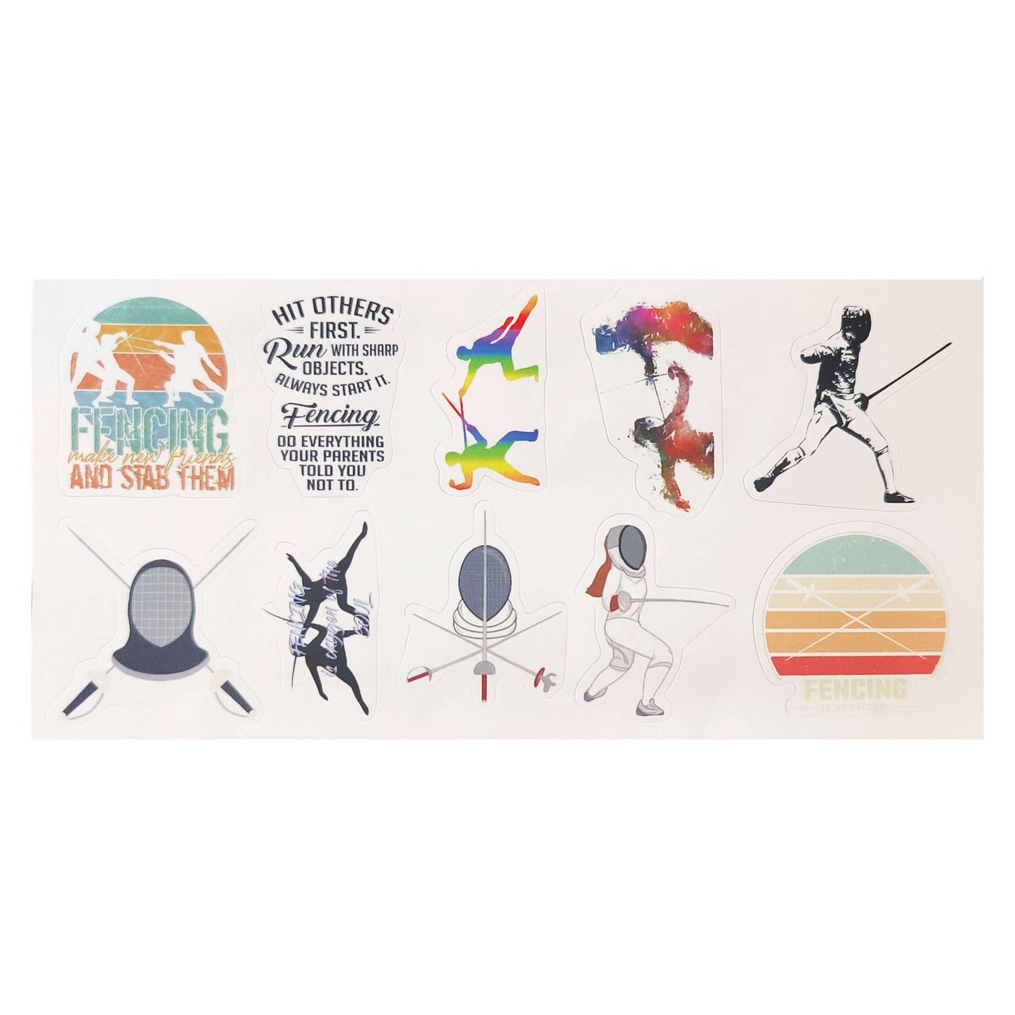 LEONARK 300Pcs Fencing Stickers Pack for Boys Girls Adults - Gift Present for Saber Epee and Foil Fencer - Souvenir for Fencing Sport Fans