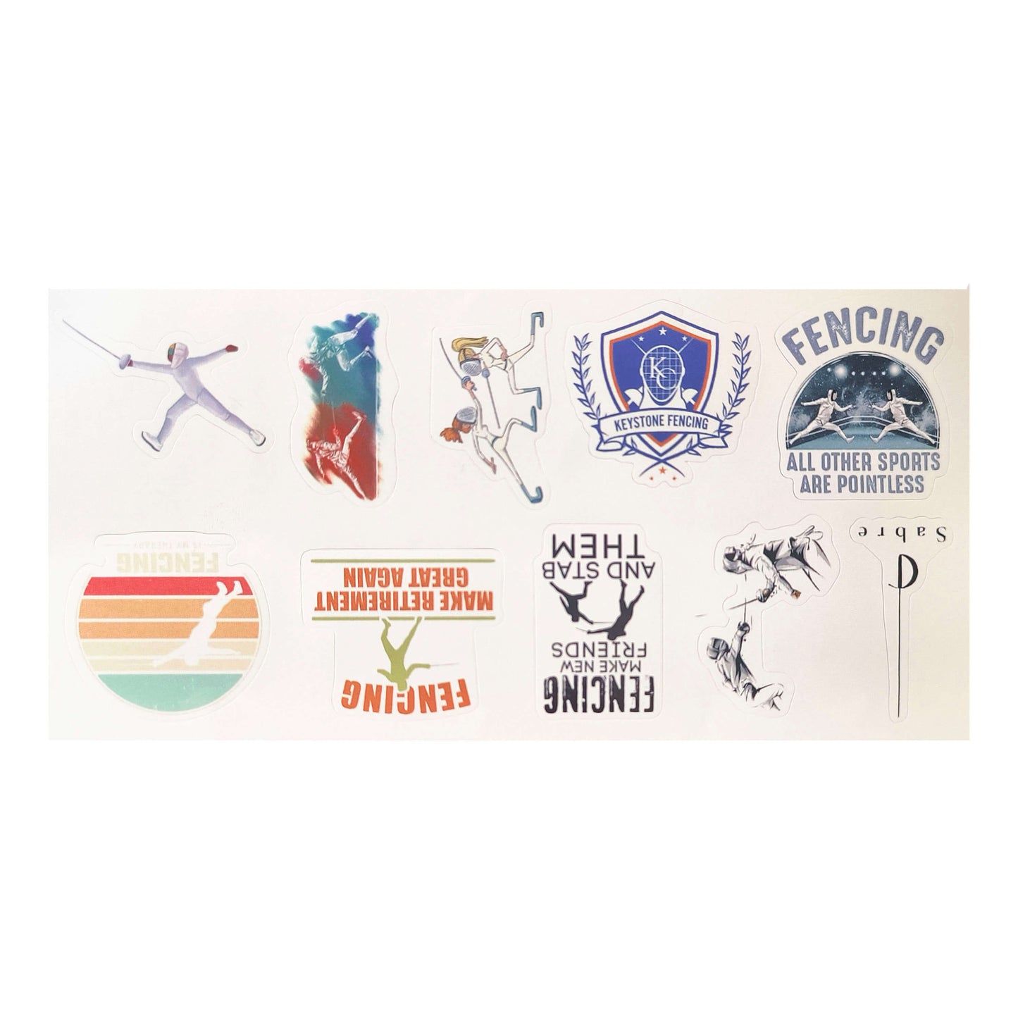 LEONARK 300Pcs Fencing Stickers Pack for Boys Girls Adults - Gift Present for Saber Epee and Foil Fencer - Souvenir for Fencing Sport Fans