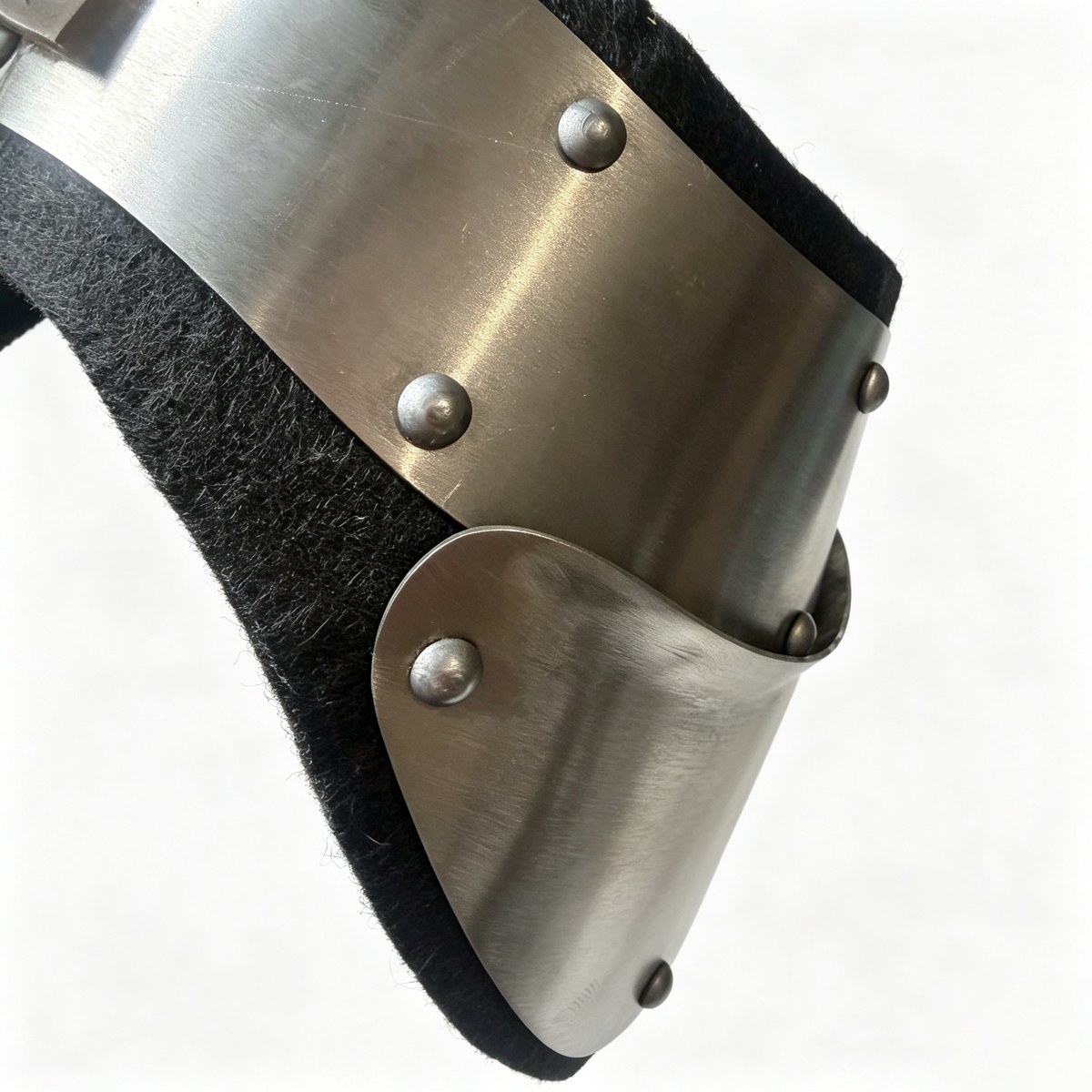 LEONARK 1.2mm Stainless Steel Gorget Neck Guard, Hand Forged Historical Medieval Neck Armor with Adjustable Leather Strap, Felt Lining Front & Back Protection, for Hema Sword Fighting Combat Training