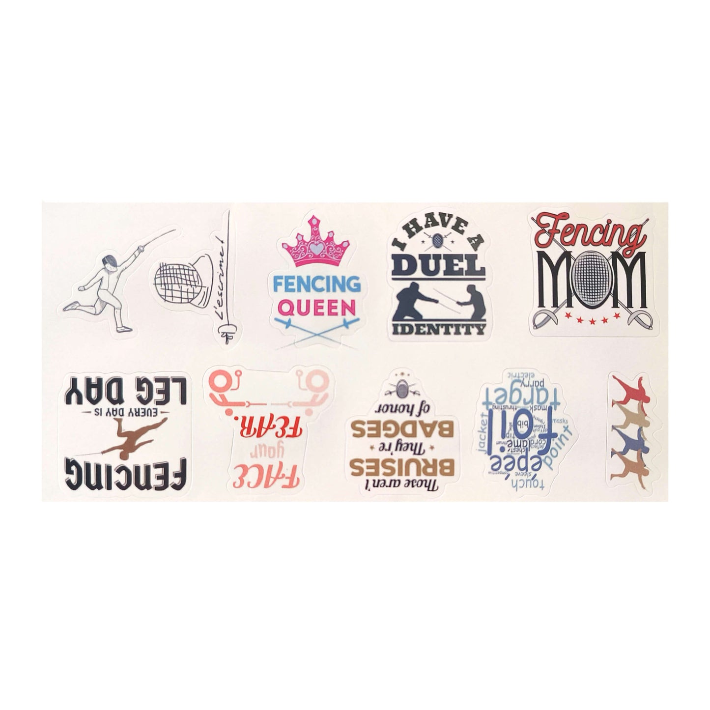 LEONARK 300Pcs Fencing Stickers Pack for Boys Girls Adults - Gift Present for Saber Epee and Foil Fencer - Souvenir for Fencing Sport Fans