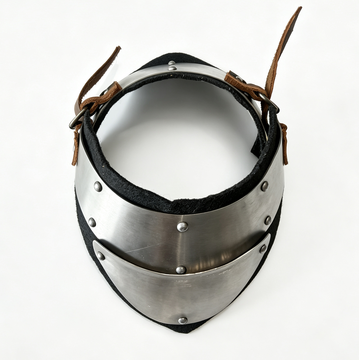 LEONARK 1.2mm Stainless Steel Gorget Neck Guard, Hand Forged Historical Medieval Neck Armor with Adjustable Leather Strap, Felt Lining Front & Back Protection, for Hema Sword Fighting Combat Training