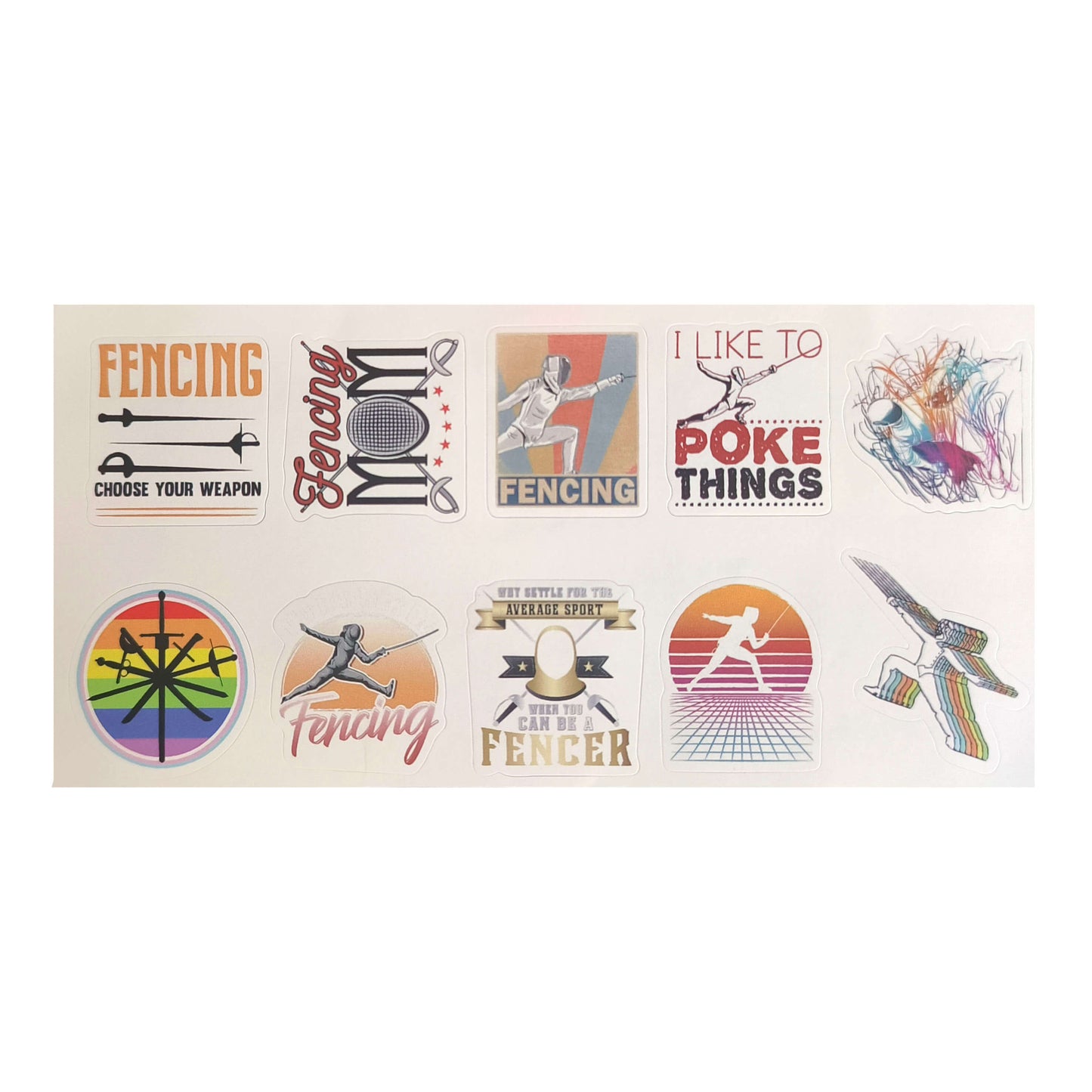 LEONARK 300Pcs Fencing Stickers Pack for Boys Girls Adults - Gift Present for Saber Epee and Foil Fencer - Souvenir for Fencing Sport Fans