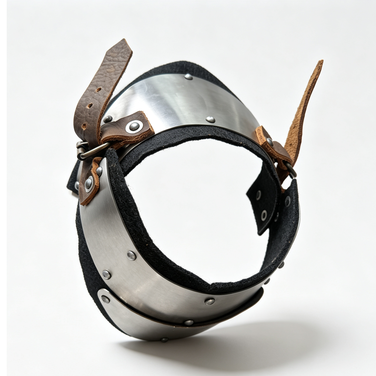 LEONARK 1.2mm Stainless Steel Gorget Neck Guard, Hand Forged Historical Medieval Neck Armor with Adjustable Leather Strap, Felt Lining Front & Back Protection, for Hema Sword Fighting Combat Training