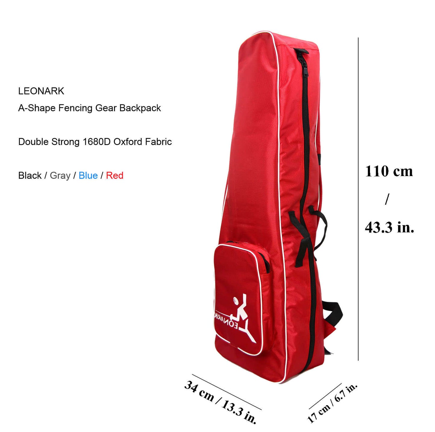 LEONARK Fencing Storage Bag Portable Backpack for Epee Saber and Foil Equipment (Red)